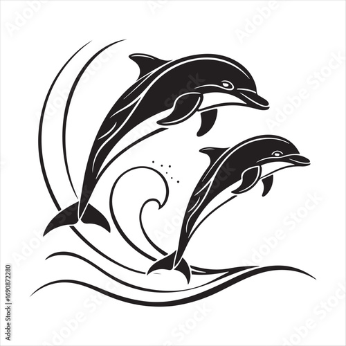 dolphin vector silhouette clip art sketch idea illustration