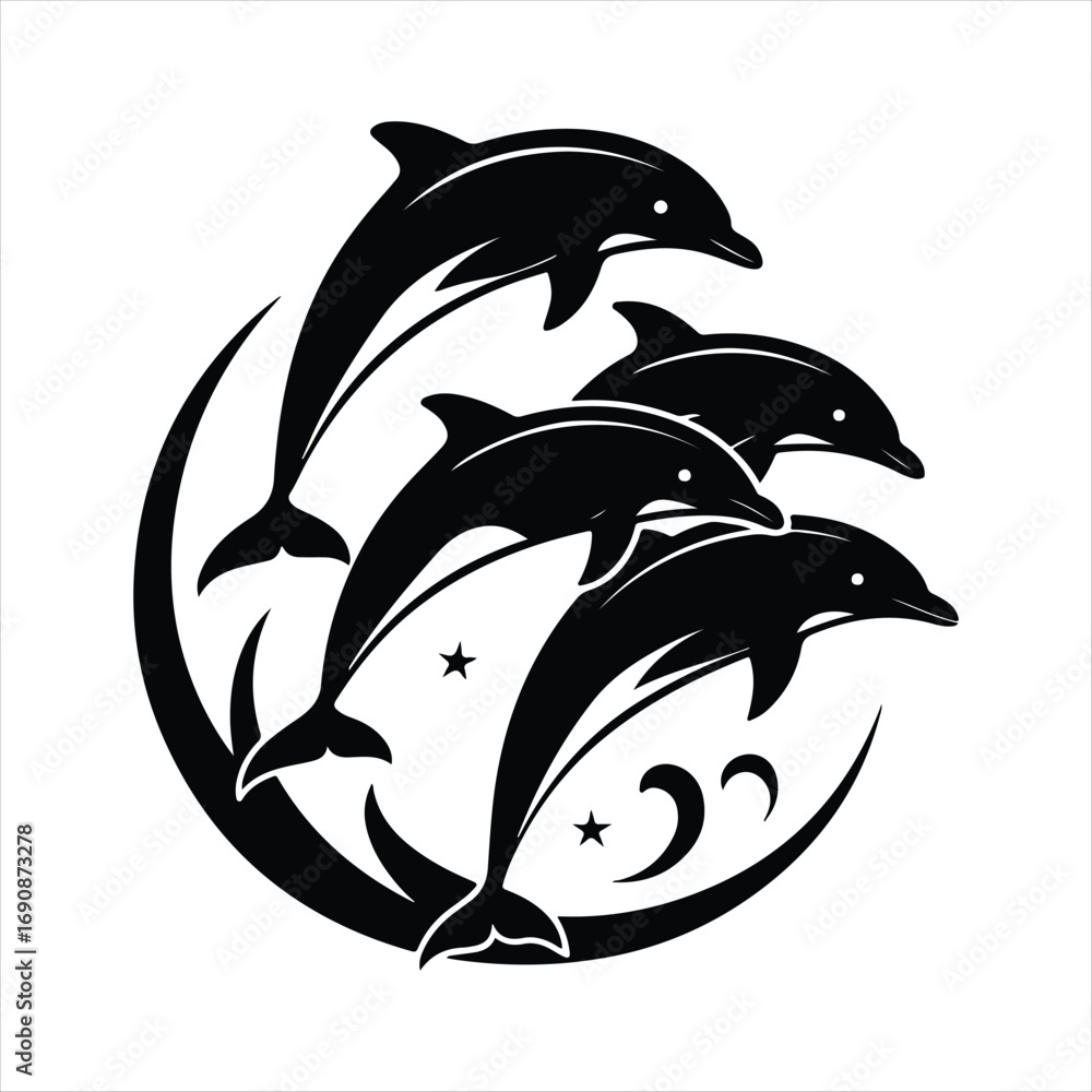 Naklejka premium dolphin vector silhouette clip art sketch idea illustration