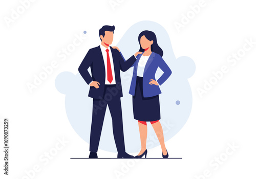Professional business colleagues standing together supporting each other in office environment