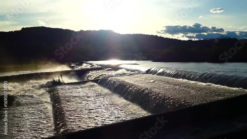夕刻の多摩川昭和用水堰