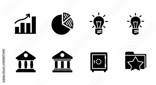 Collection of business and finance icons