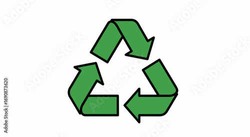 Recycling symbol with green arrows on a white background