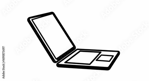 Stylized vector illustration of an open laptop on a white background