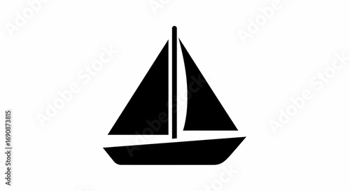 Minimalist Black Silhouette of a Sailboat on a White Background