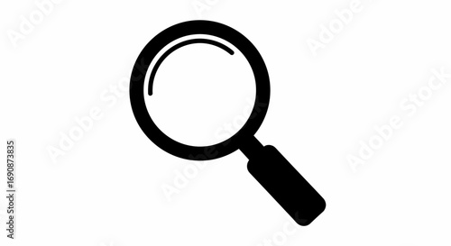 Simple black magnifying glass icon on a white background