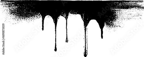 Grunge black and white paint drip set for design projects
