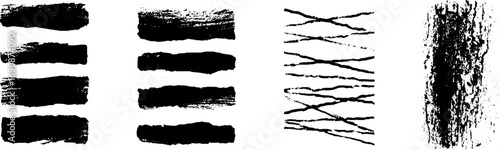 Grunge black and white brush stroke set for urban art design
