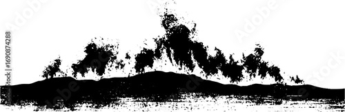 Grunge black and white phoenix illustration set - urban tribal design