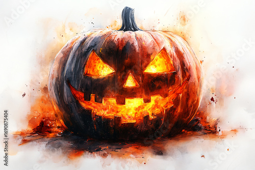 Smiling Jack-o'-Lantern in Embers