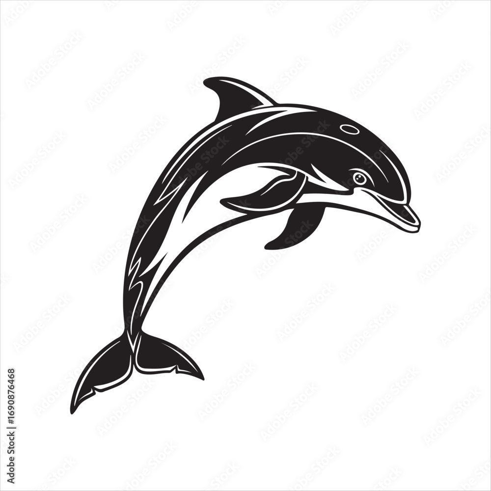 Naklejka premium dolphin vector silhouette clip art sketch idea illustration
