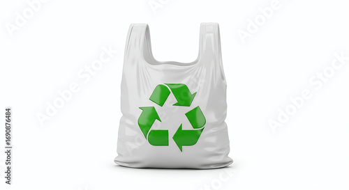 Recycle Plastic Bag 3D Icon white background