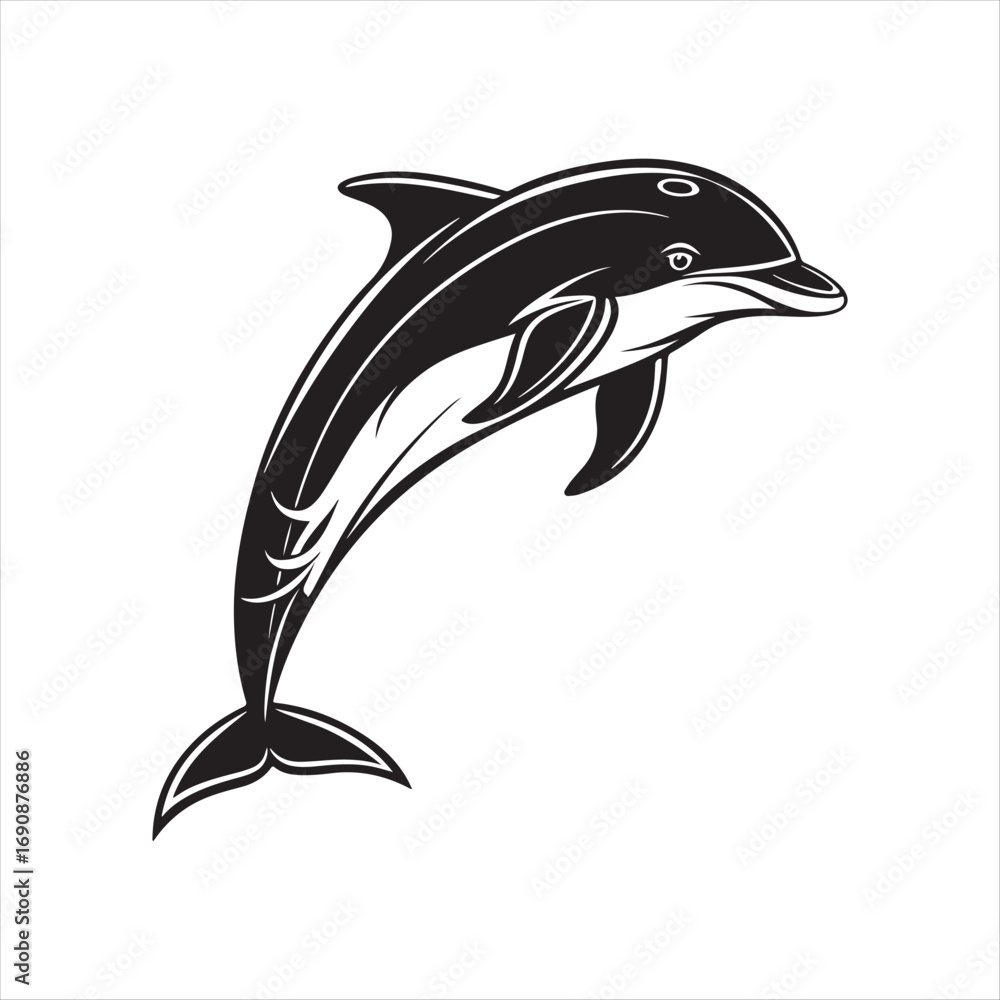 Naklejka premium dolphin vector silhouette clip art sketch idea illustration