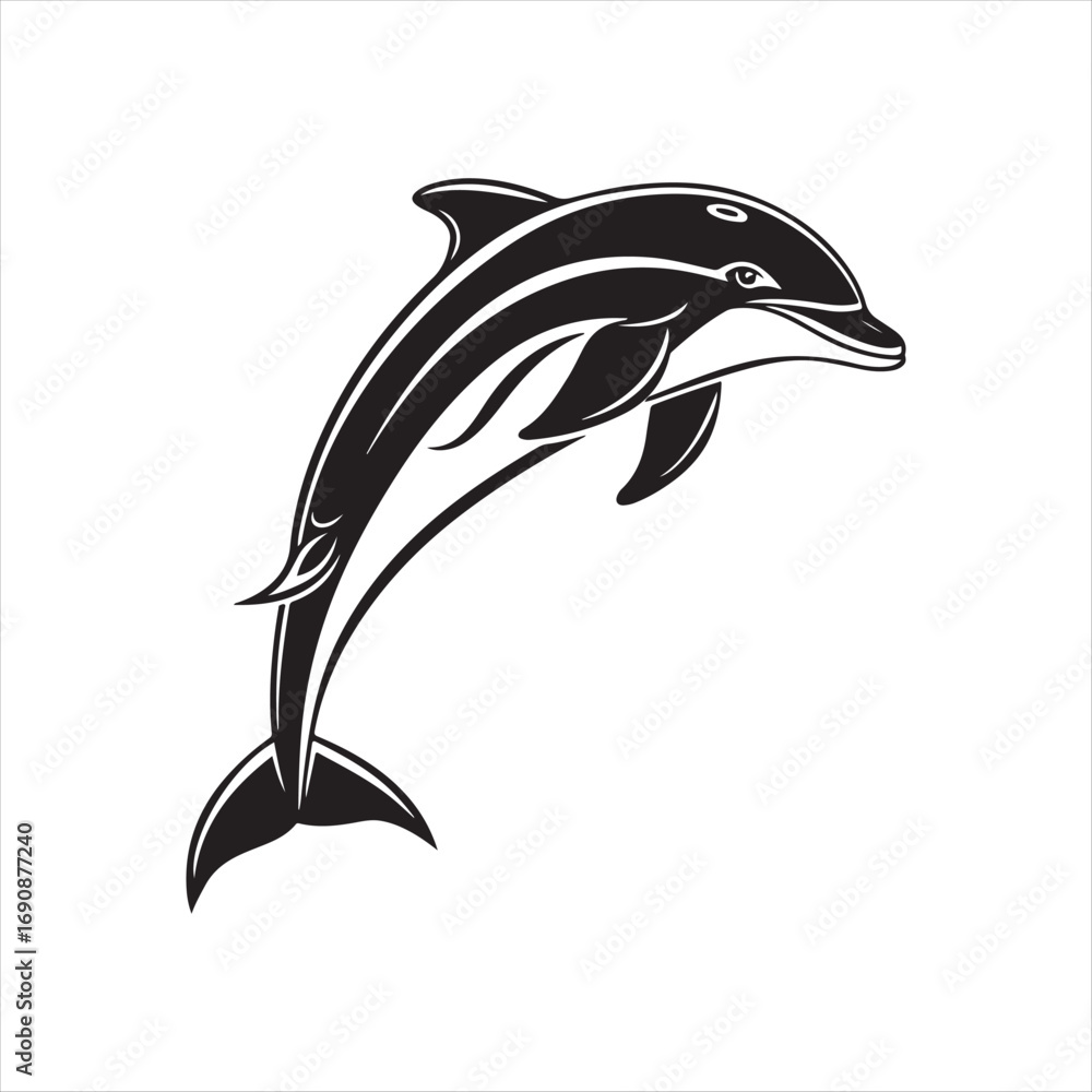 Naklejka premium dolphin vector silhouette clip art sketch idea illustration
