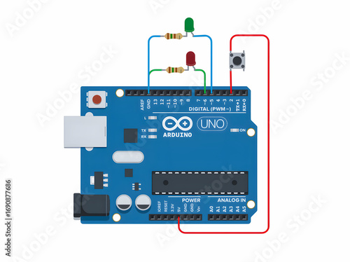 Arduino button LED control circuit
