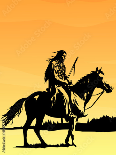 Native american riding horse