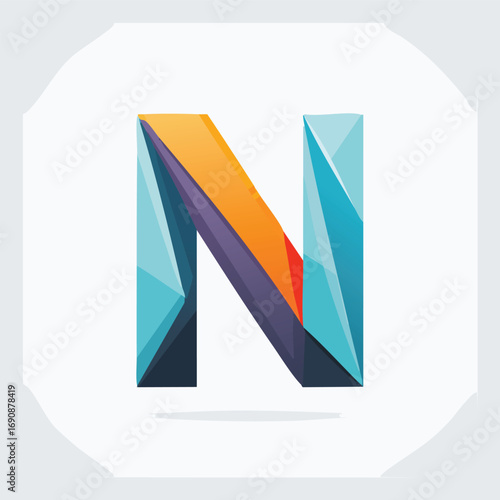 Free Download Abstract Polygon Letter N with Modern Bold Design - AI Generated - GFXLoad