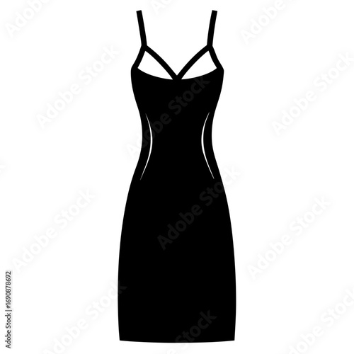 Minimalist Women’s Slip Dress Fashion Silhouette Vector Isolated on White