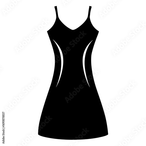 Minimalist Women’s Slip Dress Fashion Silhouette Vector Isolated on White