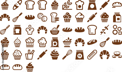 Baking Icons Delicious Collection of Bakery  Pastry Graphics