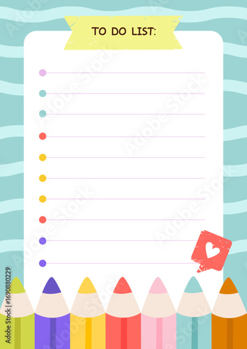 To do list and checklist school kids template. Back to school organization. Flat vector illustration.