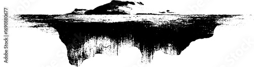 Grunge black and white island silhouette with distressed texture for urban design