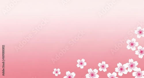 Beautiful Pink Cherry Blossoms Decoration on Gradient Background