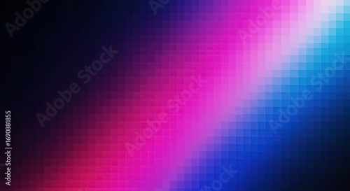 Vibrant pixelated gradient of pink blue and teal shimmering abstract background