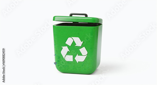 3d bin recycle  Icon white background