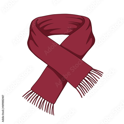 Maroon Scarf Illustration on White Background
