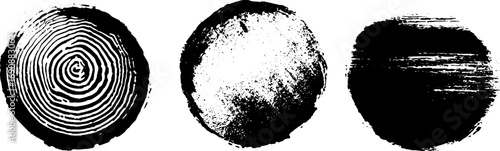 Black and white grunge texture set with scratched circles for design