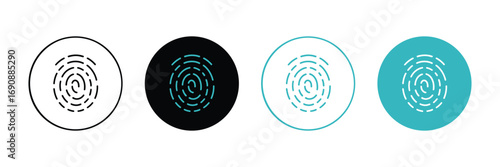 Four fingerprint icons in different styles isolated on transparent background