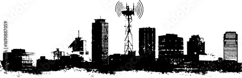 Urban skyline silhouette grunge art for design and decoration