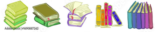 Open Book Clipart Bundle – Hand Drawn Illustrated Books for Education, School, Reading and Learning Projects