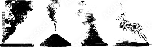 Grunge black and white smoke illustration set for urban design and art projects