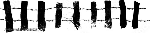 Grunge black and white spiked barbed wire illustrations for urban design