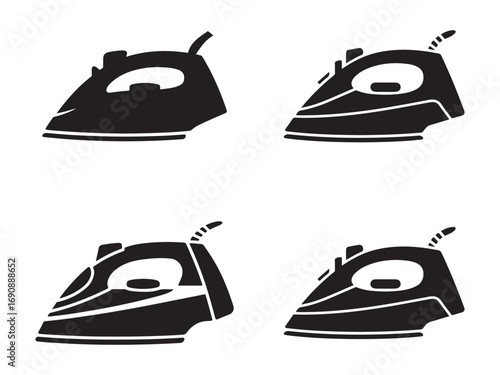 Four Simple Black Silhouette Iron Icons