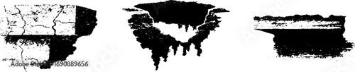 Black and white grunge square illustration set for urban design