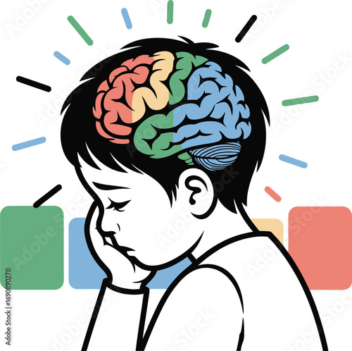 Child Brain Development Illustration of Cognitive Growth and Learning