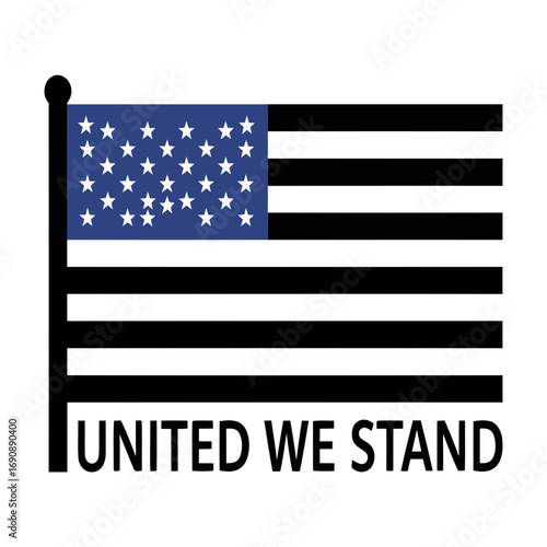 American flag with text united we stand isolated on transparent background