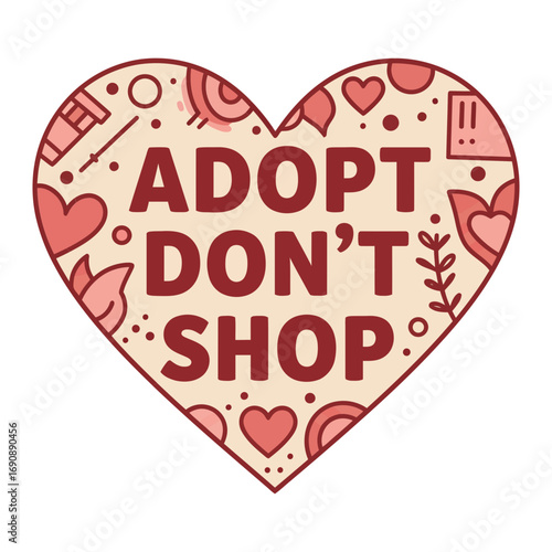 Adopt dont shop heart design isolated on transparent background