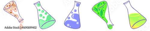 Hand Drawn Erlenmeyer Flask PNG for Scientific Experiment Design