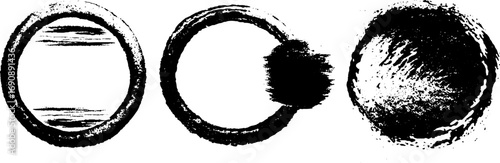 Grunge black and white set of circle designs for art and decor