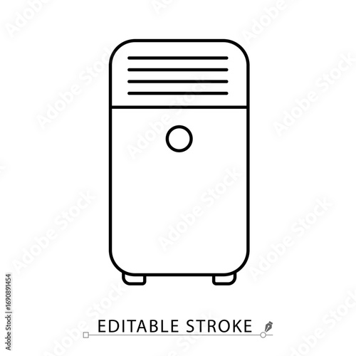 An air purifier icon in minimalist style with editable stroke. Home appliance symbol, air care element, household object, wellness concept, breathing pictogram, climate control design