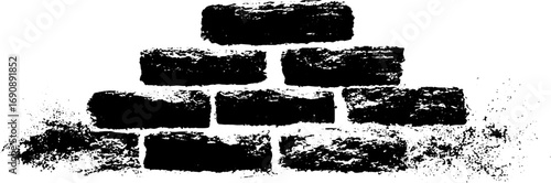 Grunge black and white stone illustration set for design and print