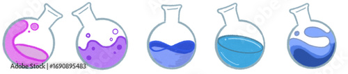 Colorful Round Bottom Flask with Science Experiment Liquid Illustration