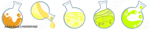 Colorful Round Bottom Flask with Science Experiment Liquid Illustration