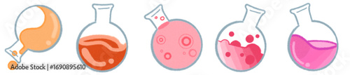 Colorful Round Bottom Flask with Science Experiment Liquid Illustration