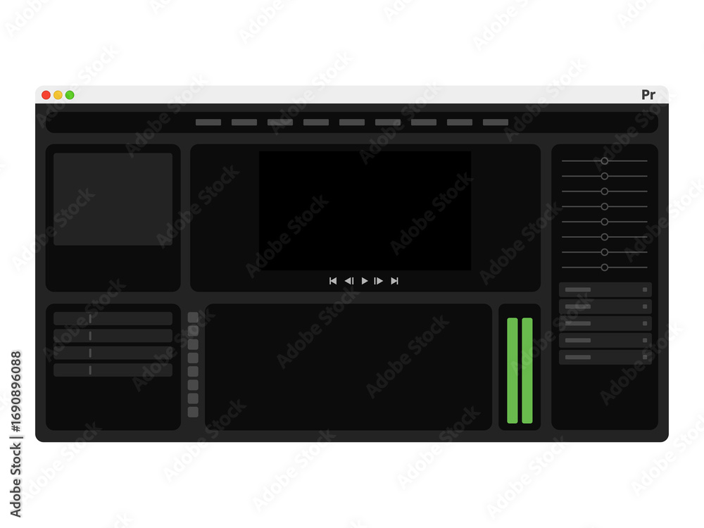 Obraz premium Adobe Premiere Pro interface illustration on MacOS