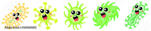Colorful Virus and Bacteria PNG Icon for Biology, Medicine, and Design