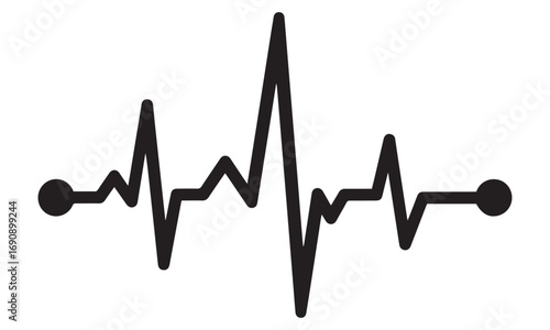 Minimalist black electrocardiogram line on a white background, a symbol of heart rhythm, life, and medical diagnosis